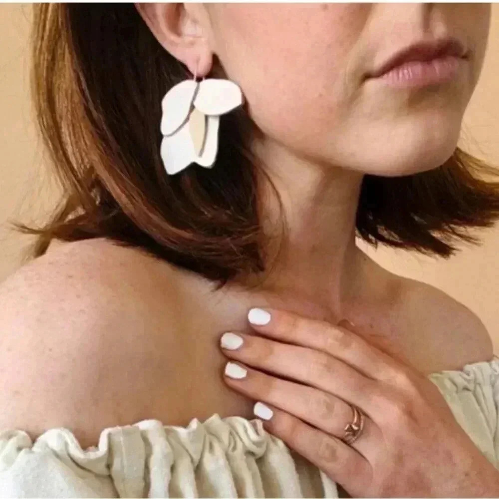 Dear Survivor Upcycled Leather Magnolia Earrings